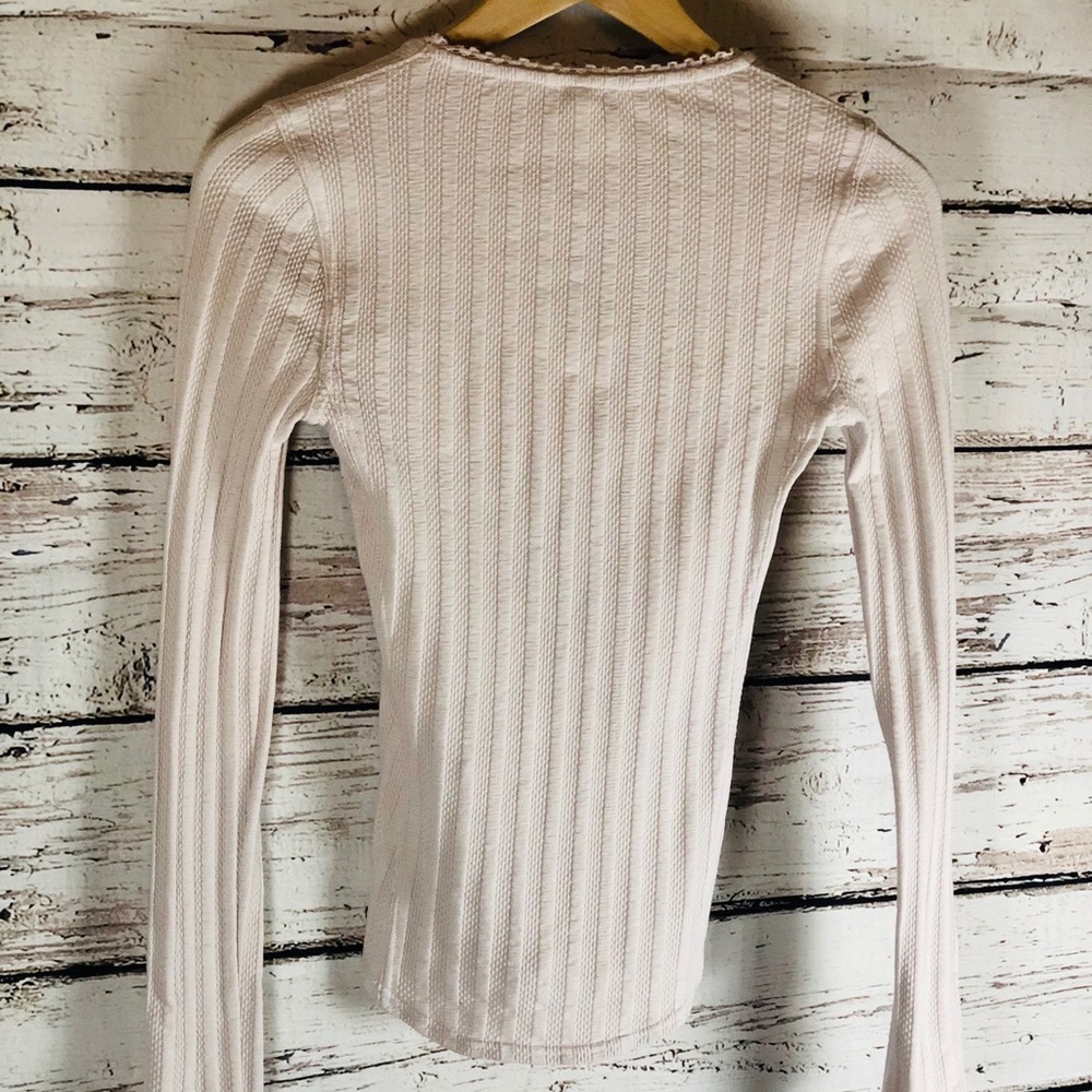 Free People Fitted Ribbed Ballet Pink Henley - Picture 15 of 16